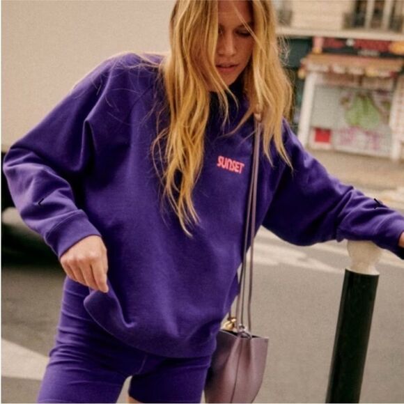 RARE! NEW SEZANE Sunset Sweatshirt in Ultra Violet - Picture 6 of 7